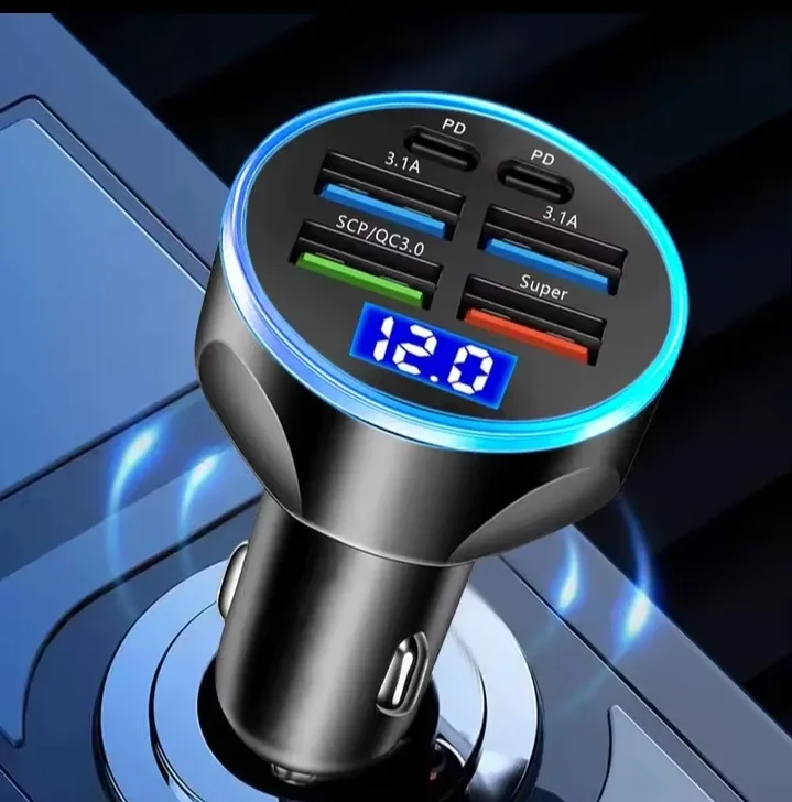 6 Port USB+QC+PD Car Charger image indicator(4)