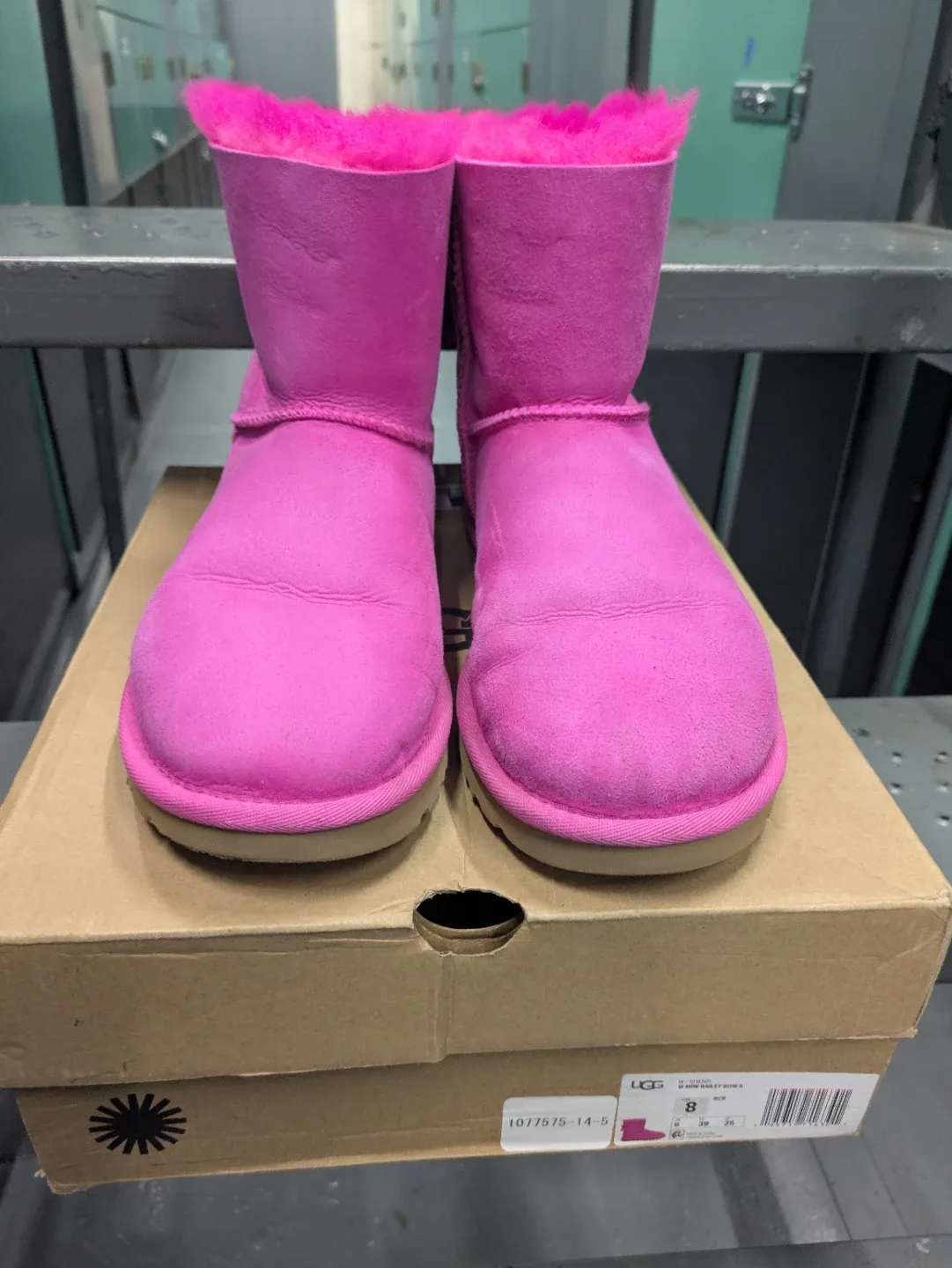 UGGs  Mini Bailey Bow ll Pink Suede Boots - Size 8 image indicator(3)