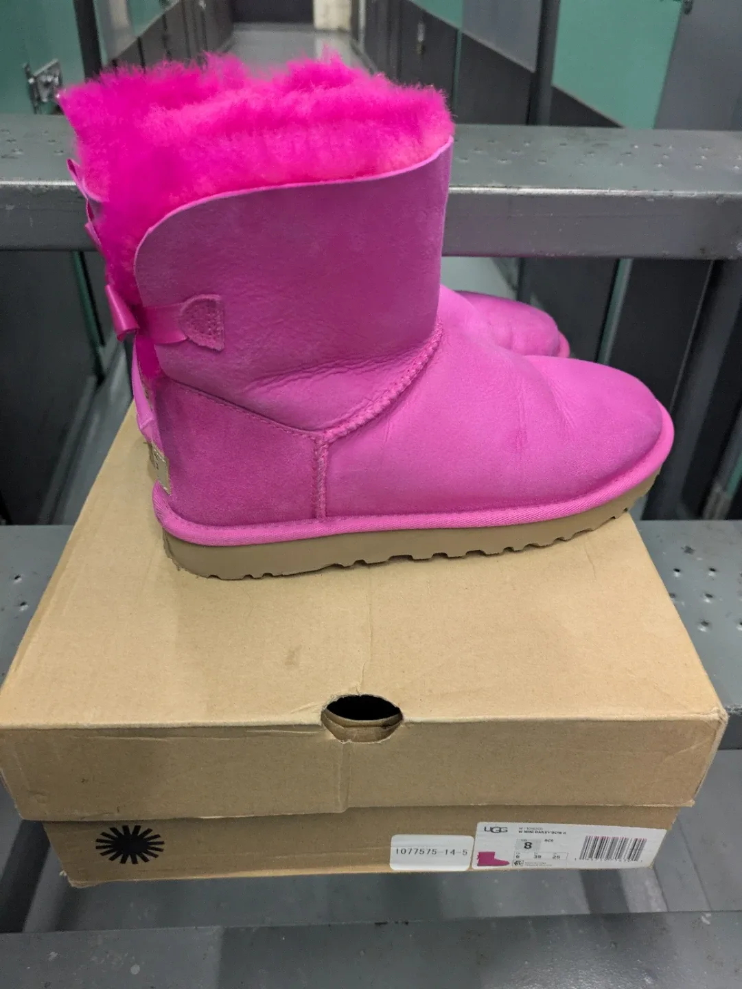 UGGs  Mini Bailey Bow ll Pink Suede Boots - Size 8 image indicator(4)
