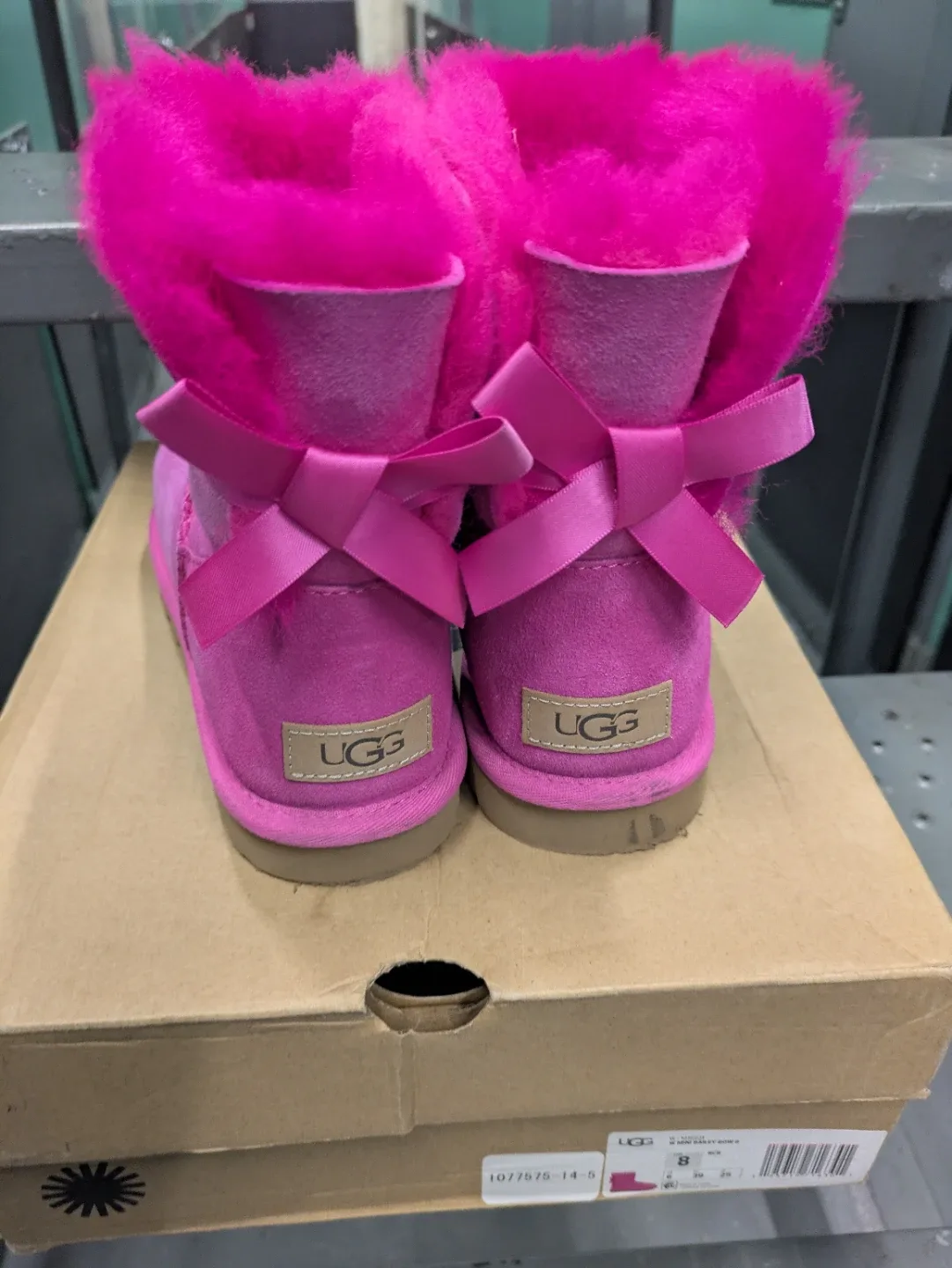 UGGs  Mini Bailey Bow ll Pink Suede Boots - Size 8 image indicator(5)