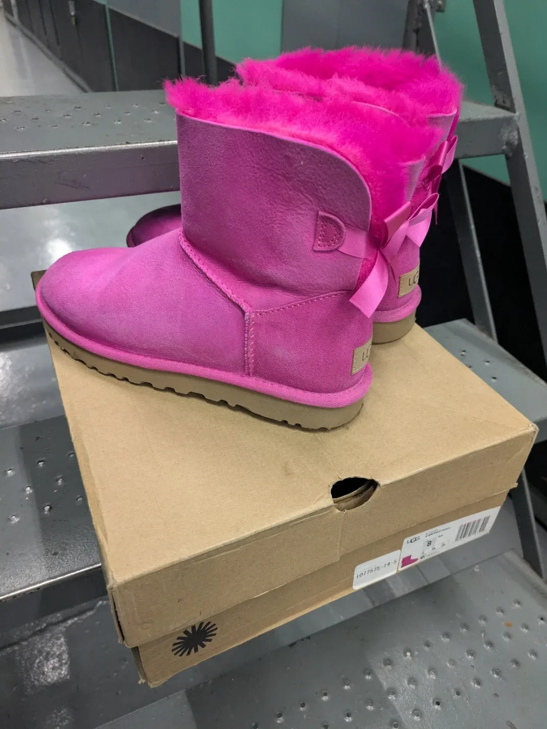 UGGs  Mini Bailey Bow ll Pink Suede Boots - Size 8 image indicator(6)