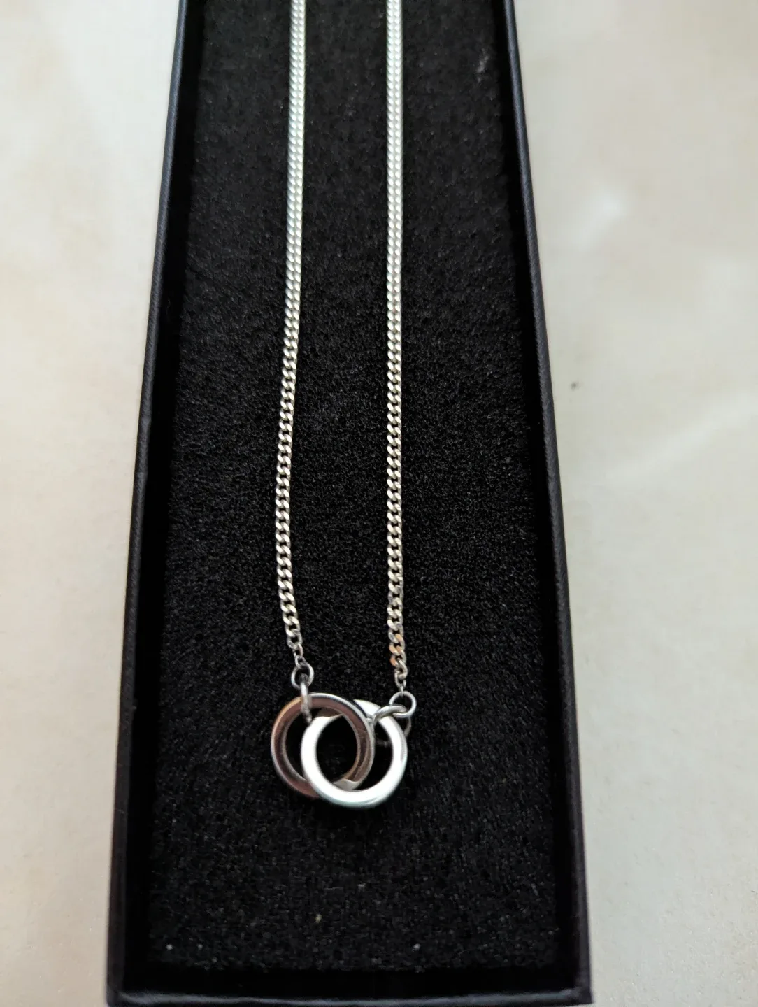 Silver Necklace with Interlocking Rings