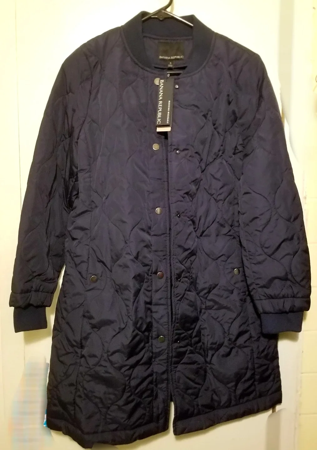 NWT BR Women's Water-Resistant Quilted long bomber jacket image indicator(2)