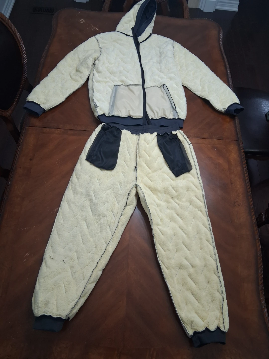 Men's Grey Quilted Tracksuit with Fleece Lining - photo 4