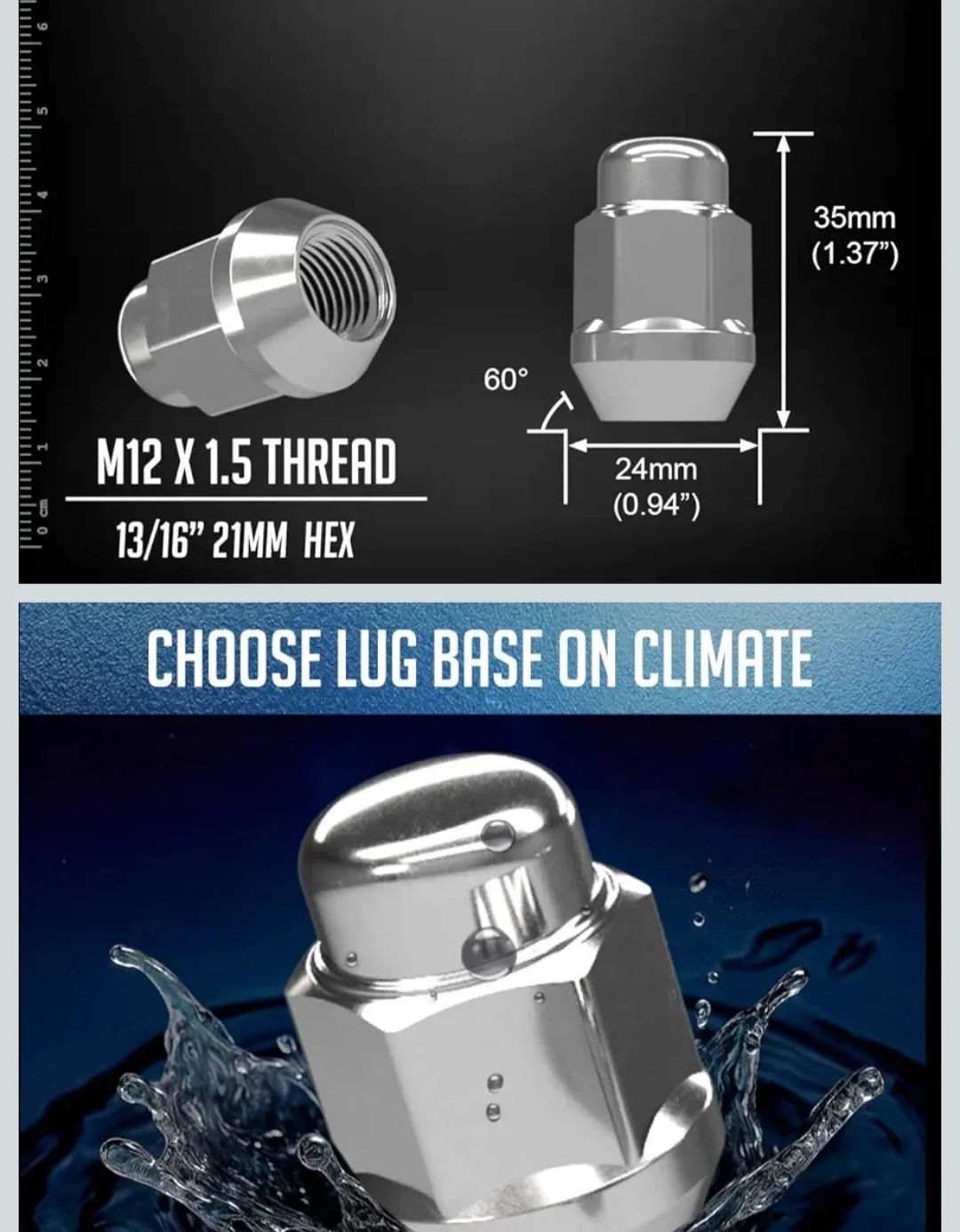 Set of 20 Chrome Lug Nuts M12 x 1.5 image indicator(3)