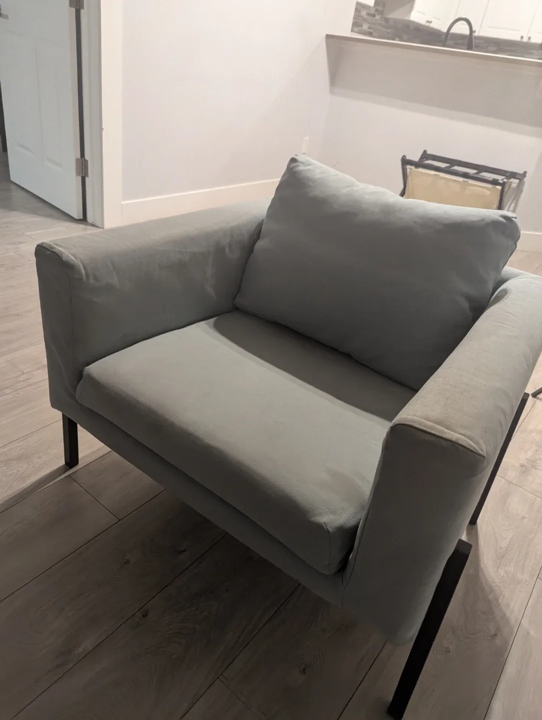 Light Grey Ikea Koarp Armchair with back pockets image indicator(5)