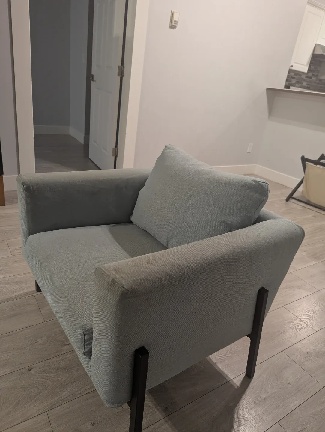 Light Grey Ikea Koarp Armchair with back pockets image indicator(6)