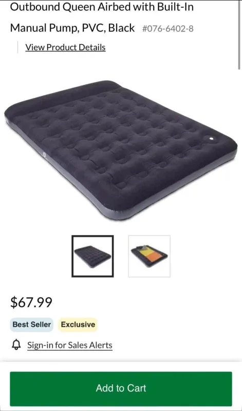 Outbound Queen Airbed with Foot Pump - New in Box