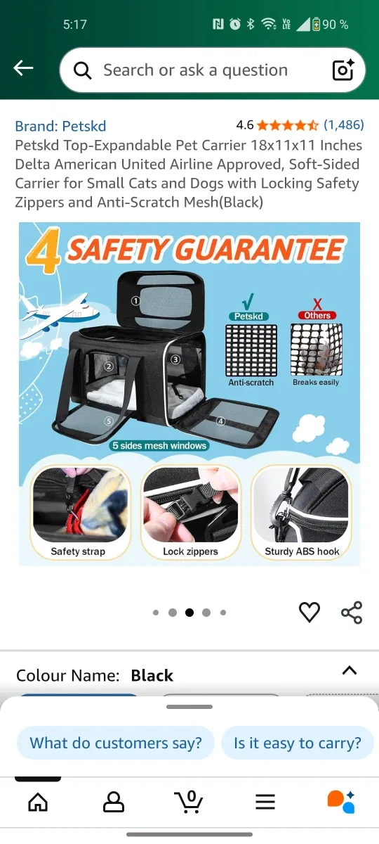 Petskd Top-Expandable Pet Carrier 18x11x11 Black image indicator(2)