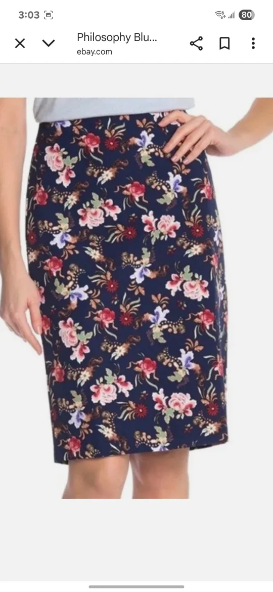 Philosophy Floral Pencil Skirt Dark Blues Size 4