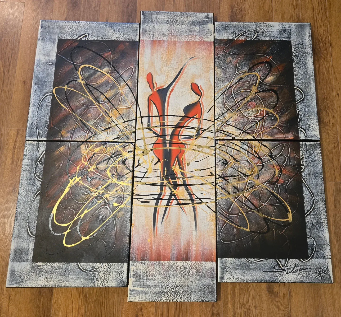 Abstract 5-Panel Wall Art, 43.25"x43.25"