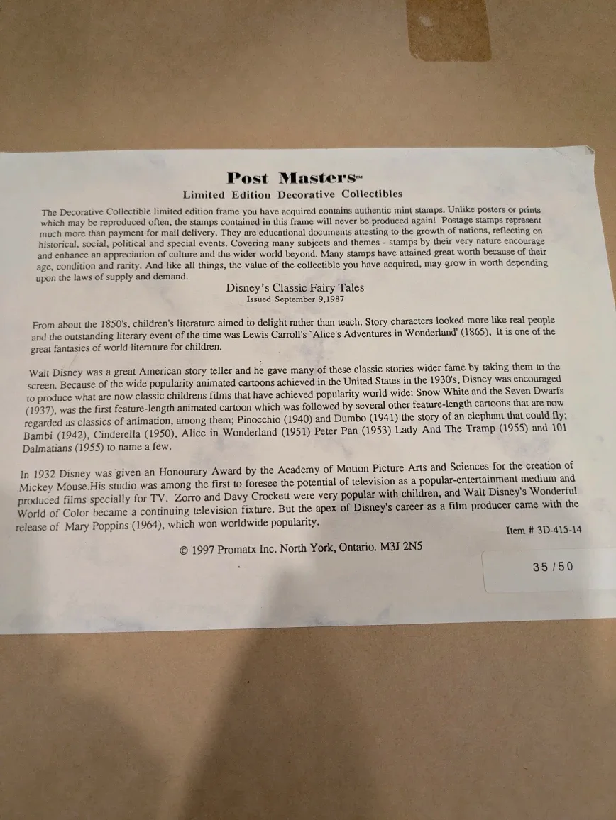 Disney's Alice in Wonderland Framed Stamp Art (limited edition) image indicator(5)