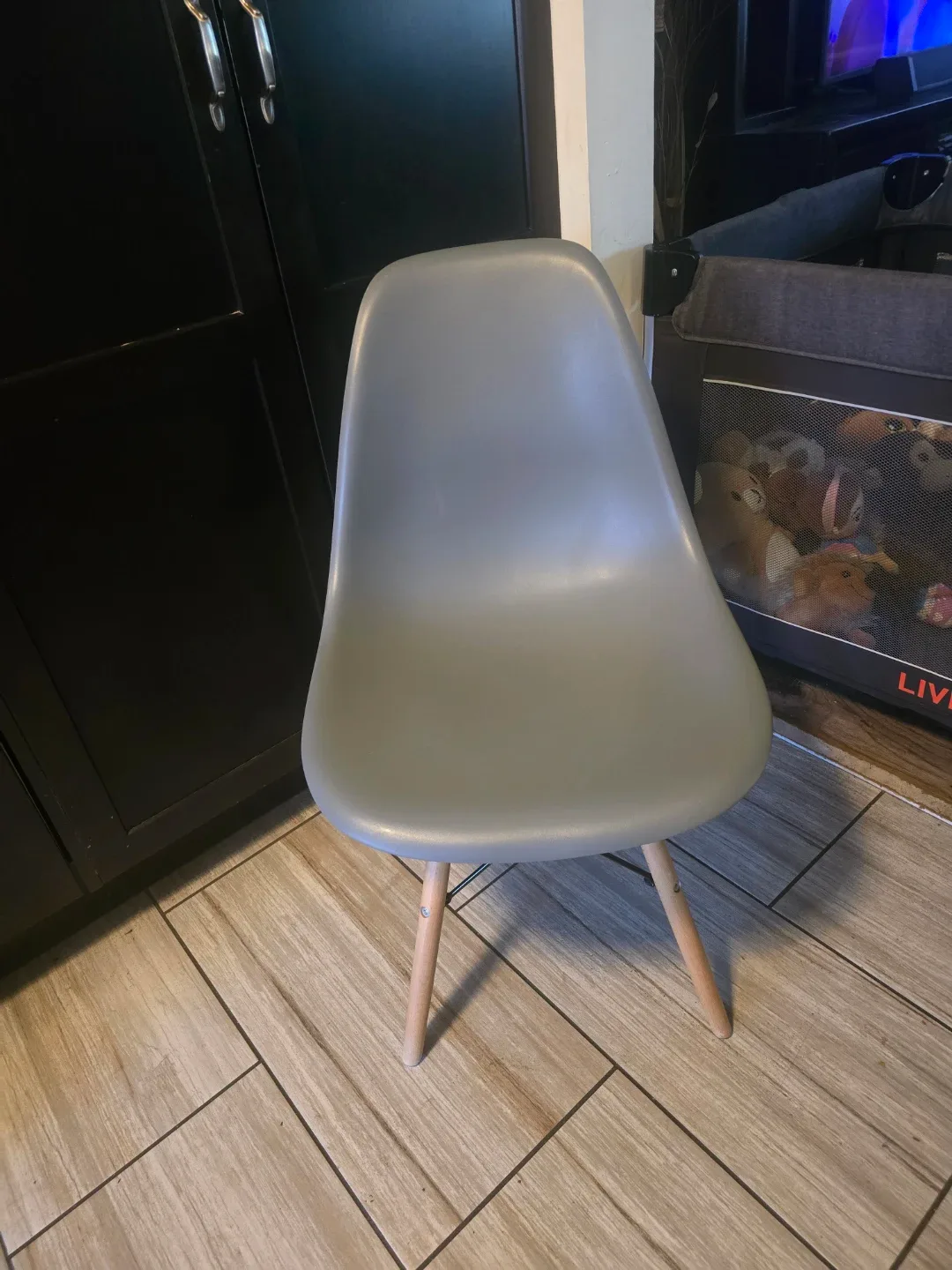Grey Molded Plastic Dining Chair