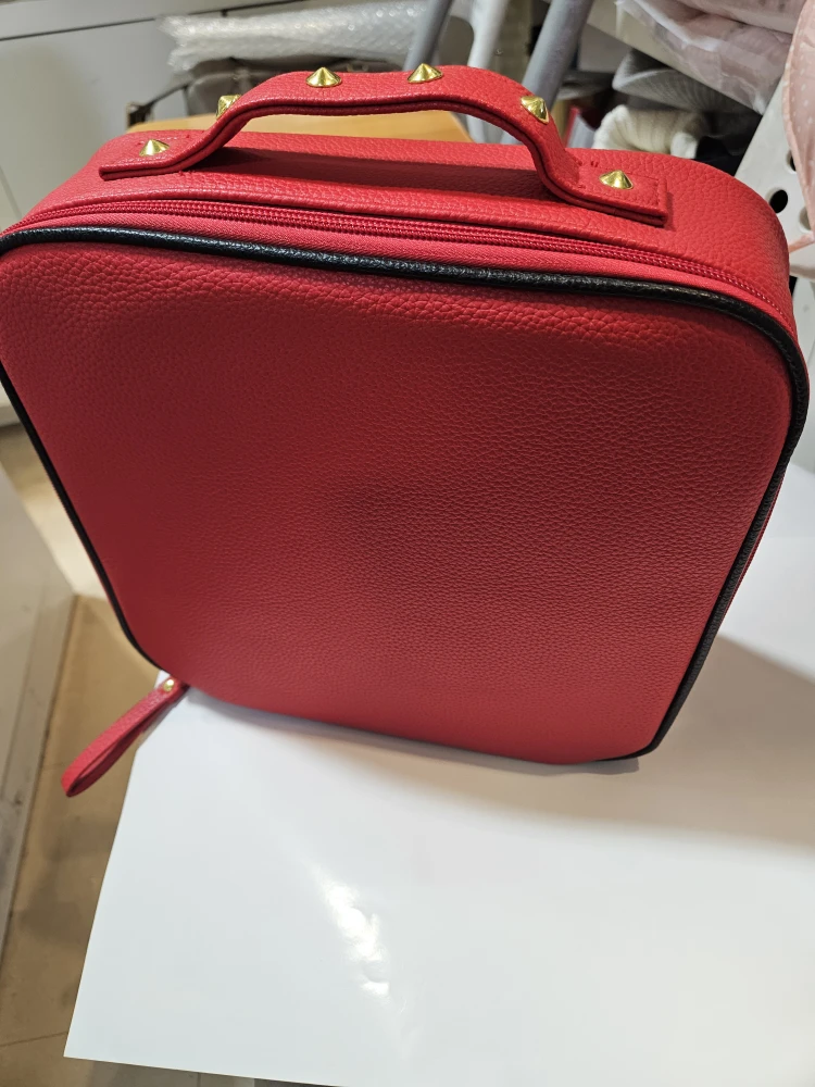 Red Studded Handle Makeup/Cosmetic Case - photo 3