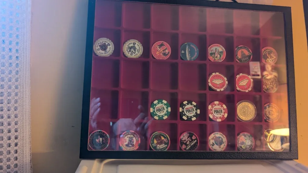 Framed Las Vegas Casino Poker Chip Collection