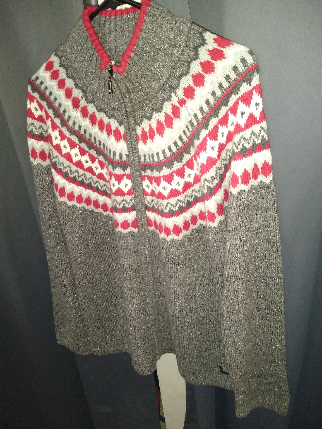 Hollister Grey Patterned Zip Sweater - photo 4