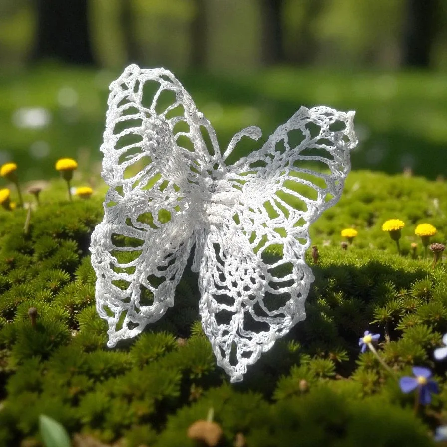 Handmade Crochet Butterfly Decoration, magnet image indicator(2)
