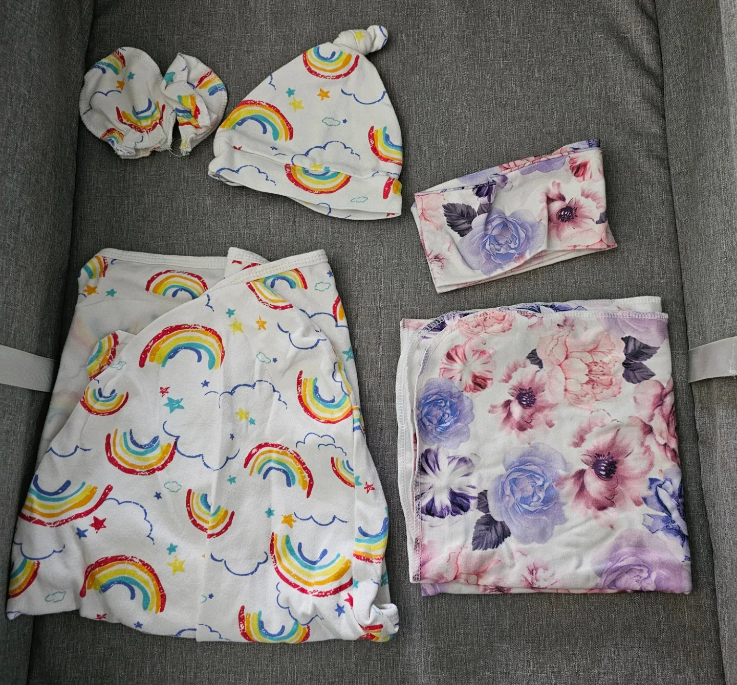 Baby Swaddle Set: Rainbow & Floral