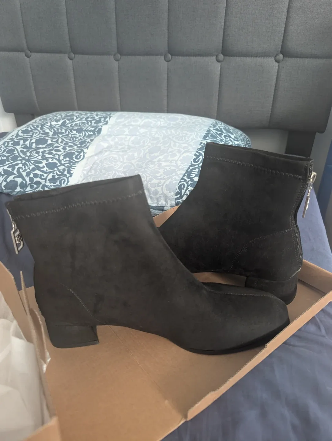 Burberry Black Suede Ankle Boots - Size 11.5