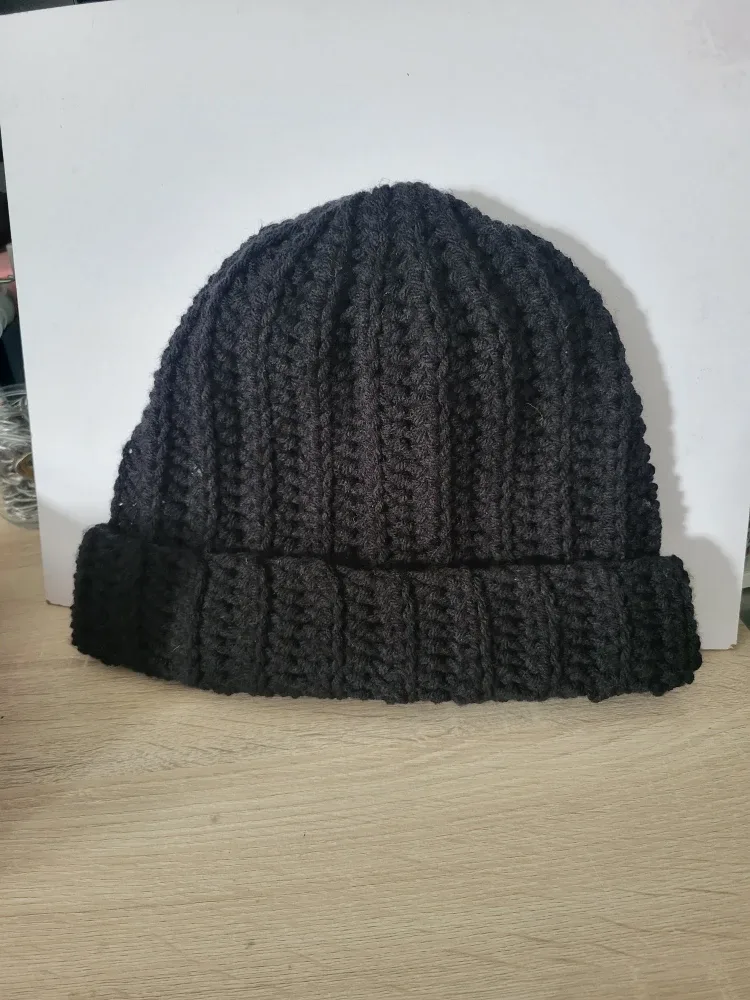 Handmade Black Knit Beanie thumbnail