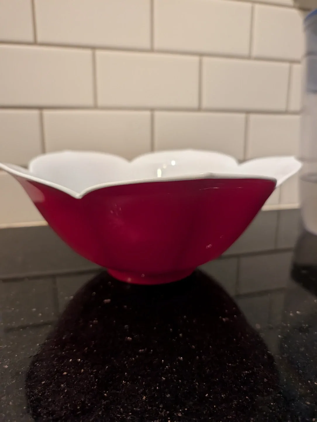 Red & White Flower Shaped Bowl 🥕 thumbnail