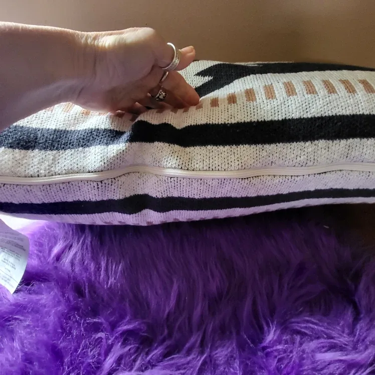 Patterned Black & White Zippered Lumbar Pillow- Used for staging image indicator(2)