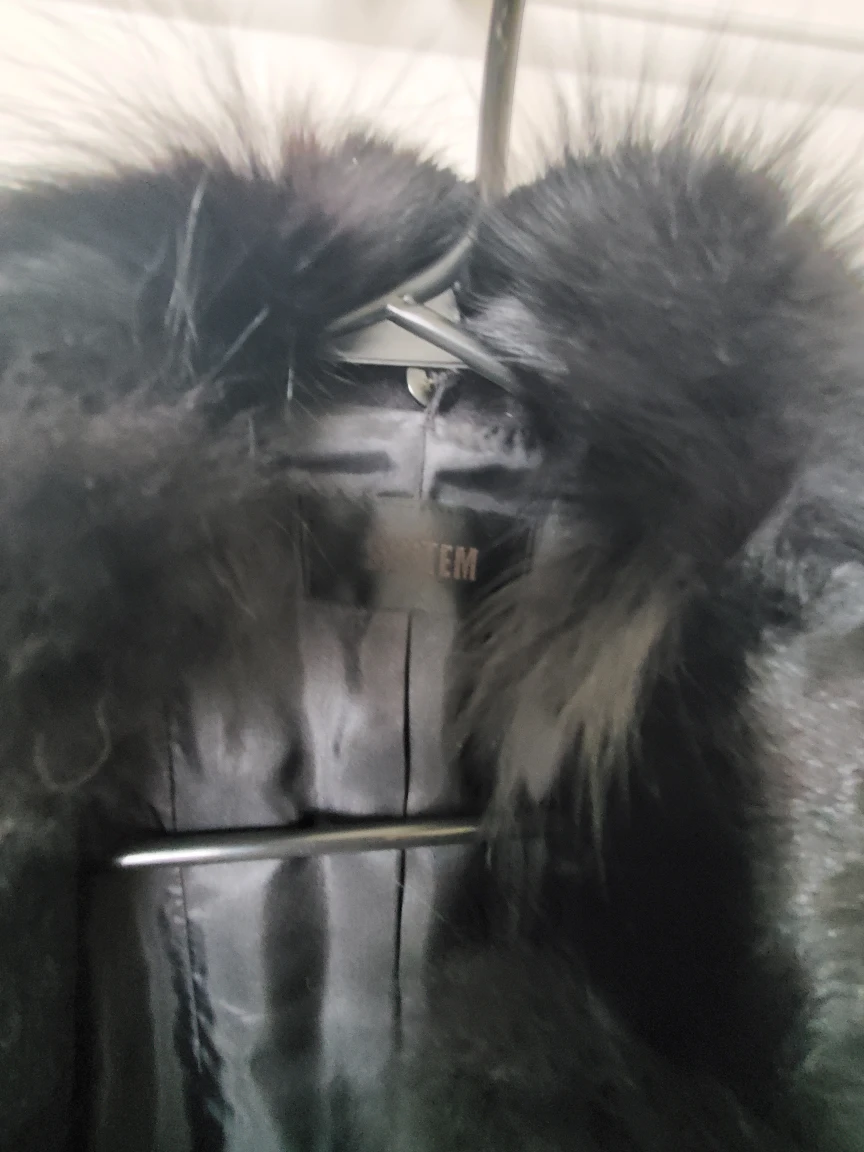 System Black Wool Coat with Fur Collar - photo 3