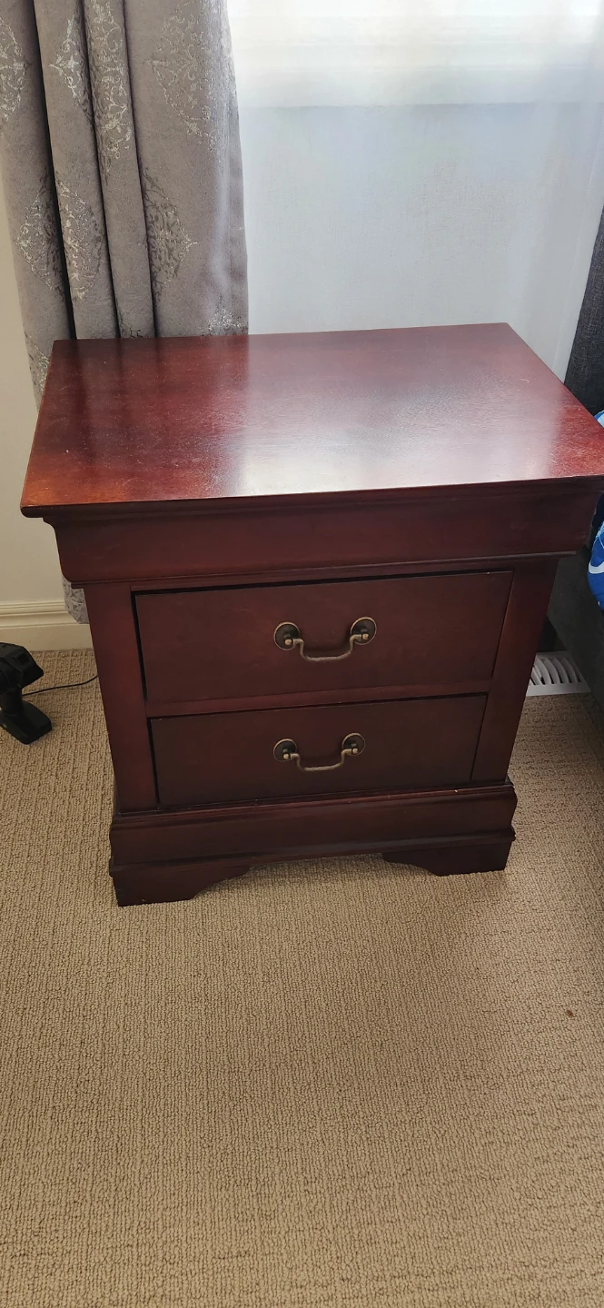 Wooden Nightstand with Two Drawers