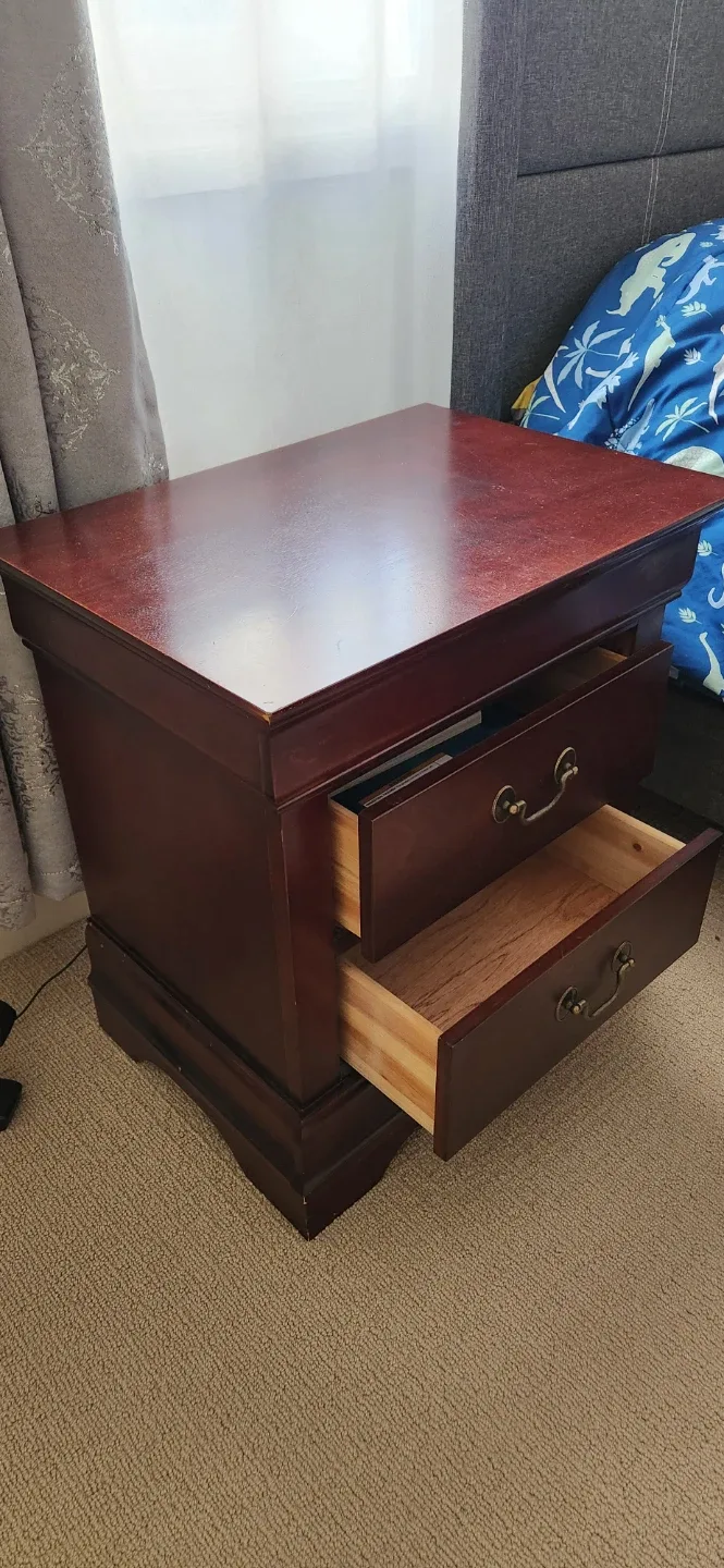 Wooden Nightstand with Two Drawers image indicator(2)