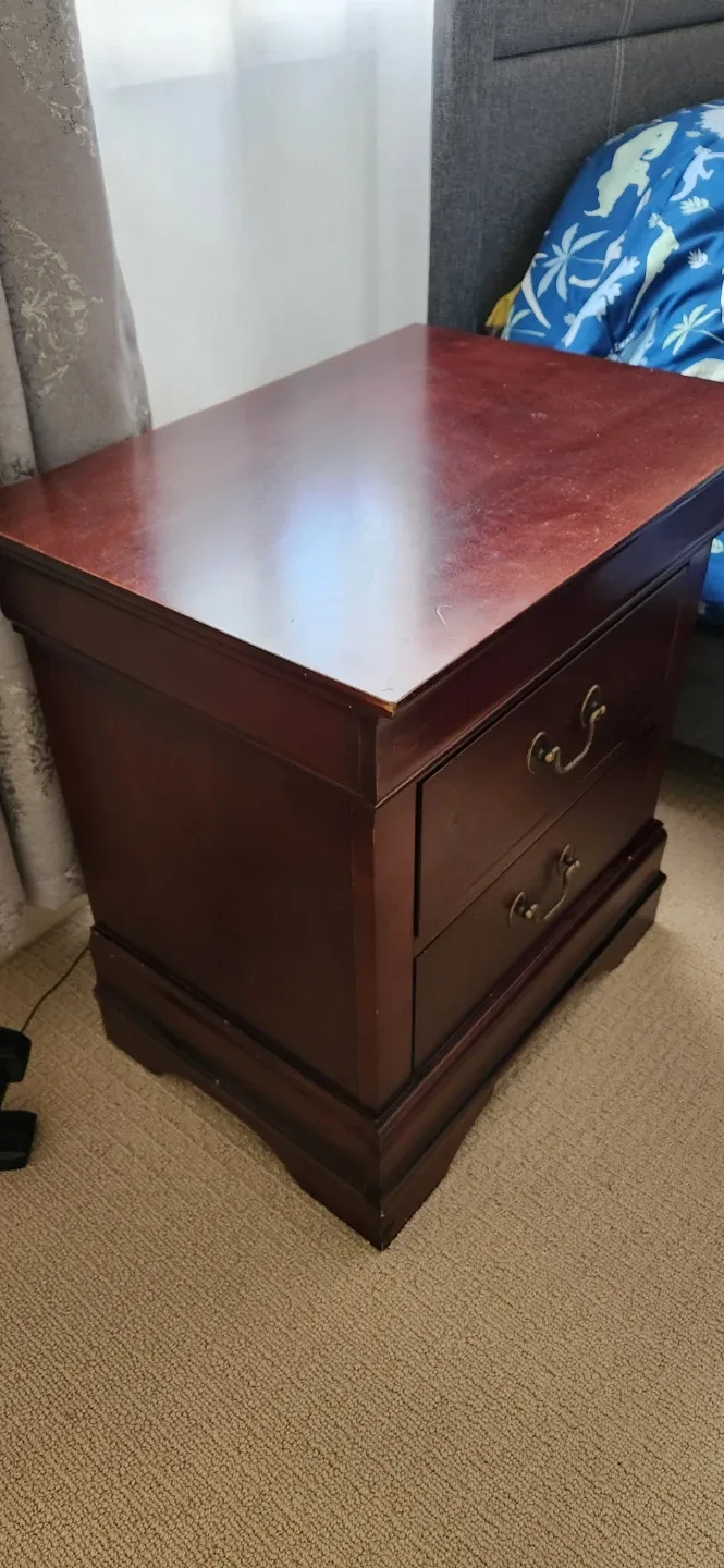 Wooden Nightstand with Two Drawers image indicator(3)