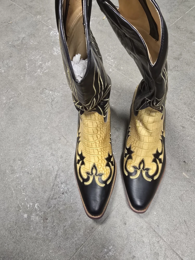 Cowboy Boots - Black & Yellow, Size 8 - photo 2
