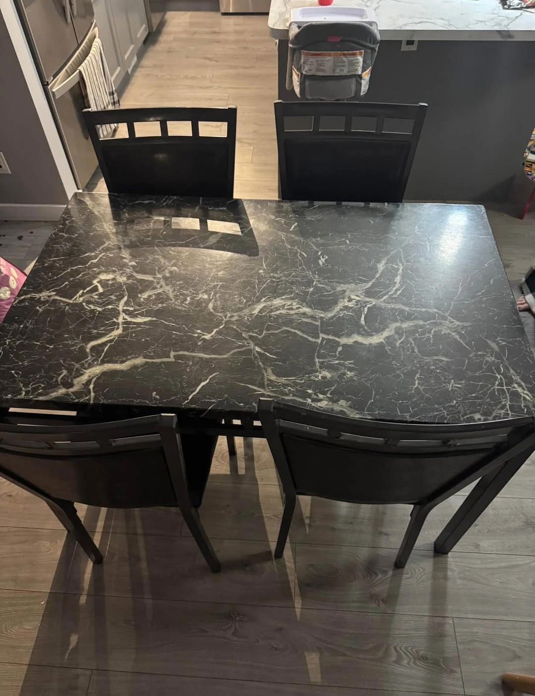 Marble Pattern Dining Table with 4 Chairs