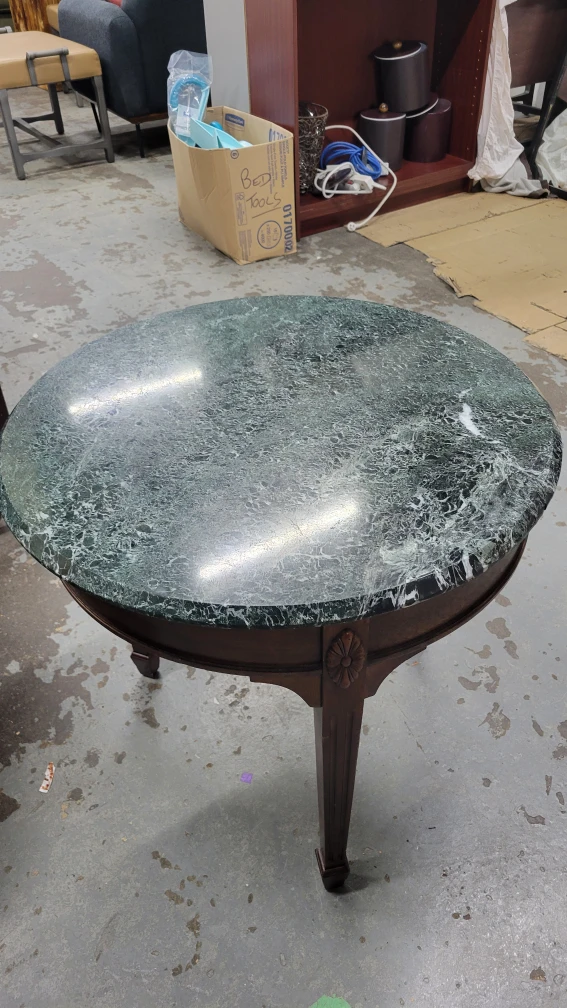 Round, Green Marble Top Accent Table - photo 2