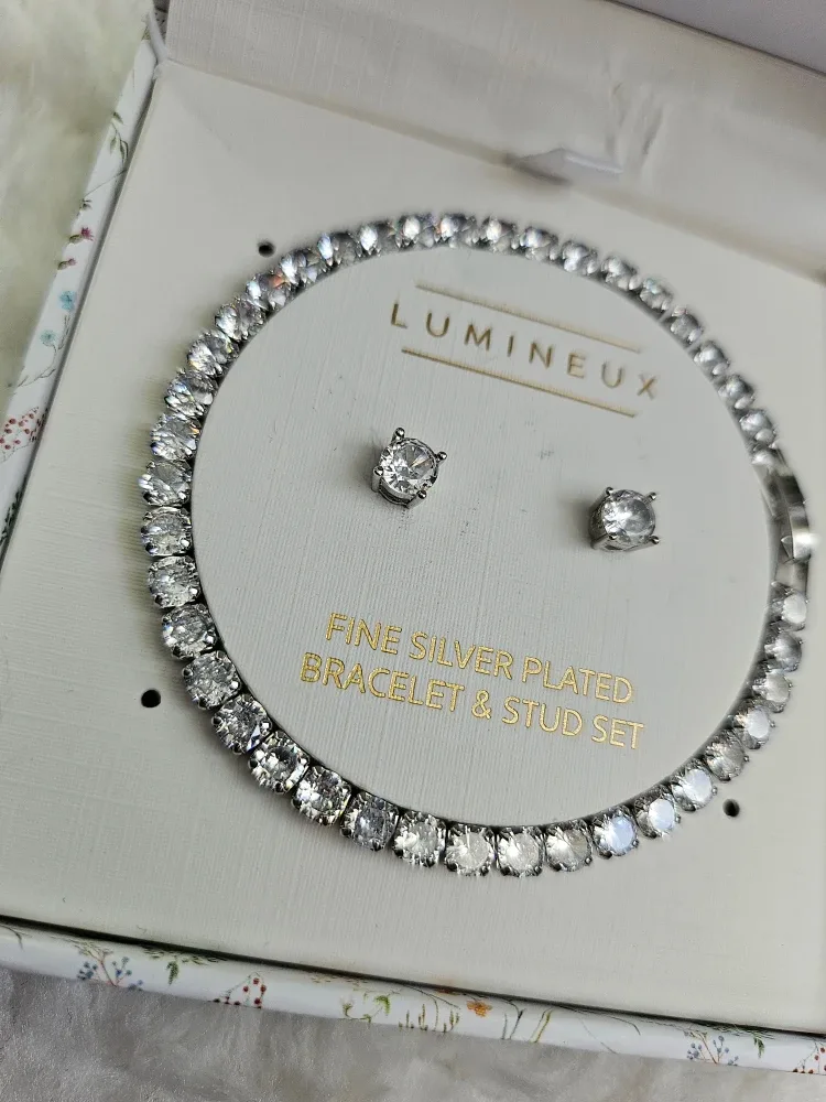 Lumineux Fine Silver Plated Bracelet & Stud Set - New image indicator(2)