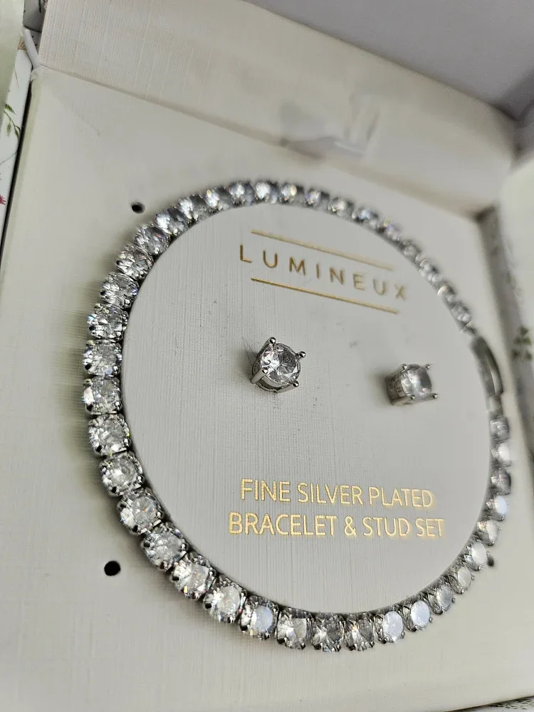 Lumineux Fine Silver Plated Bracelet & Stud Set - New image indicator(3)