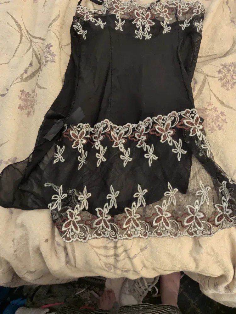 Black Floral Lingerie Slip Dress image indicator(2)