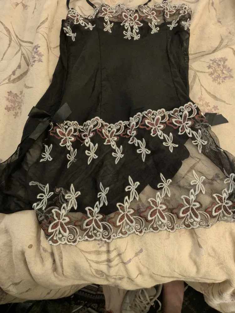 Black Floral Lingerie Slip Dress image indicator(4)