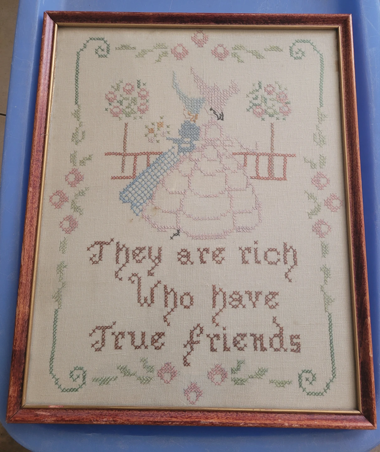 Framed Cross Stitch Art - "They are rich"