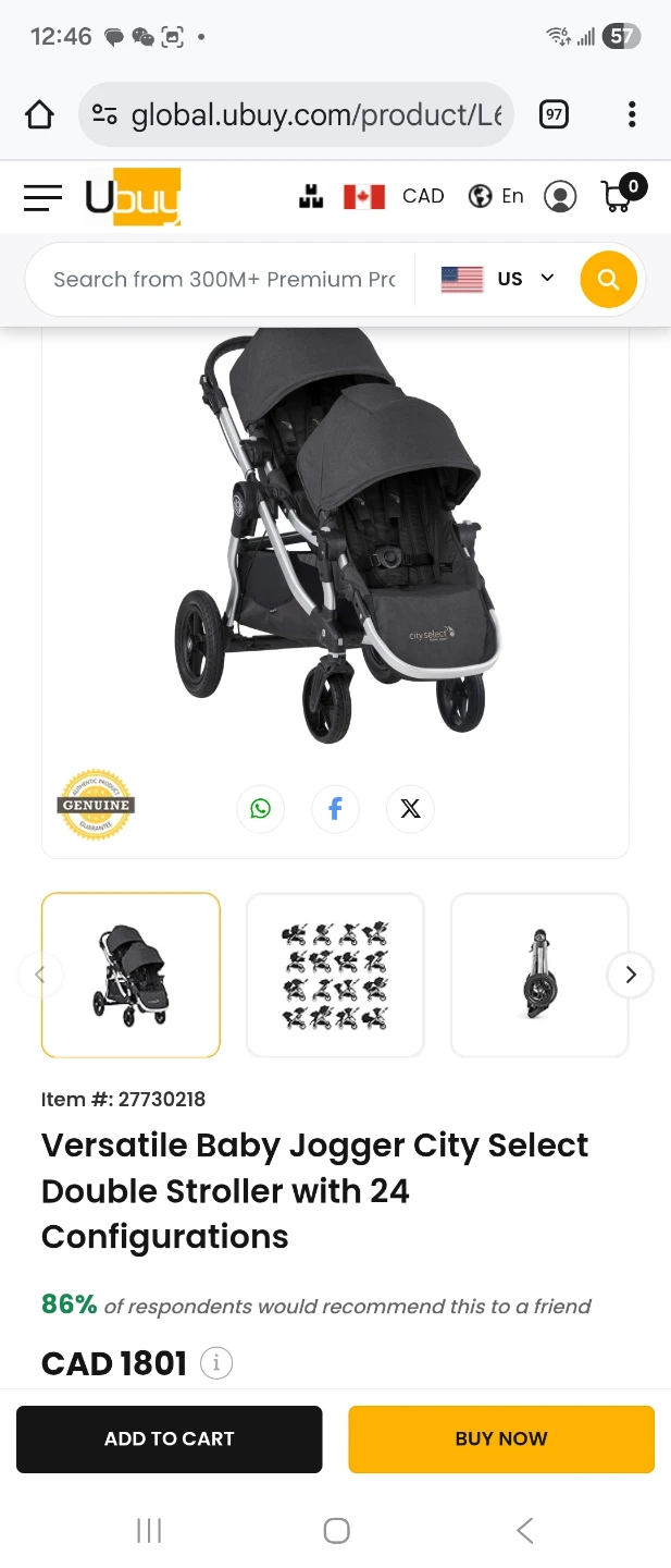Baby Jogger City Select Double Stroller - Red - photo 5
