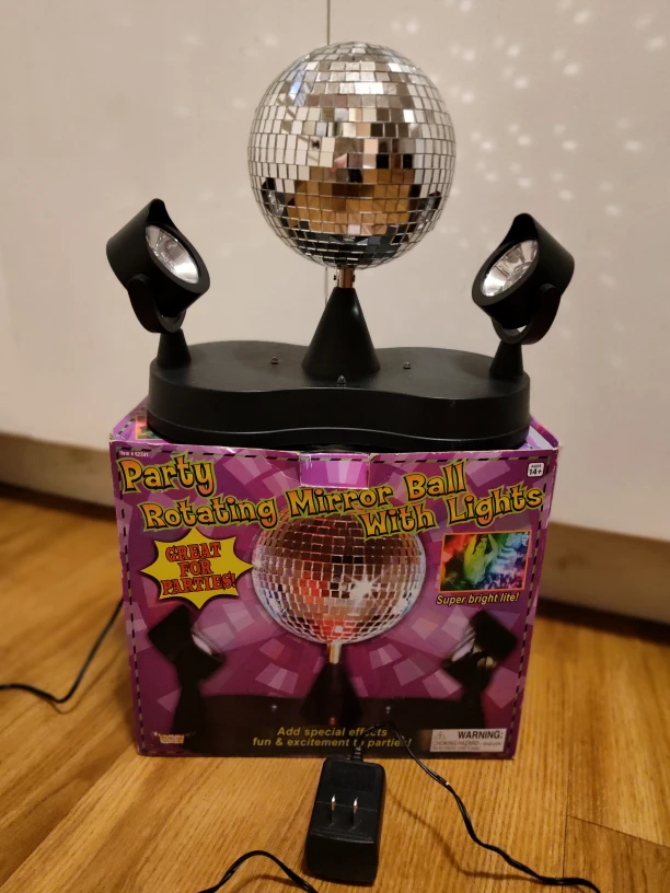 Party Rotating Mirror Ball with Lights - photo 3