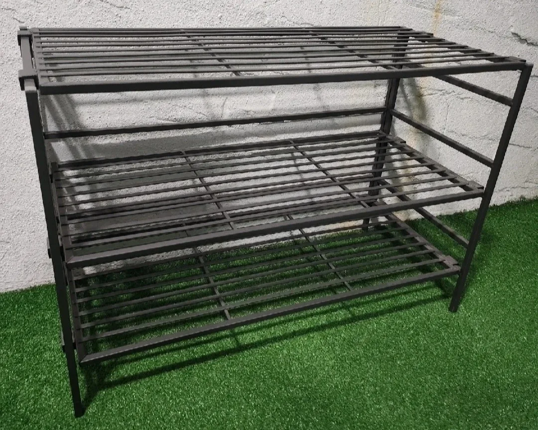 Metal 3-Tier Shoe Rack - Black