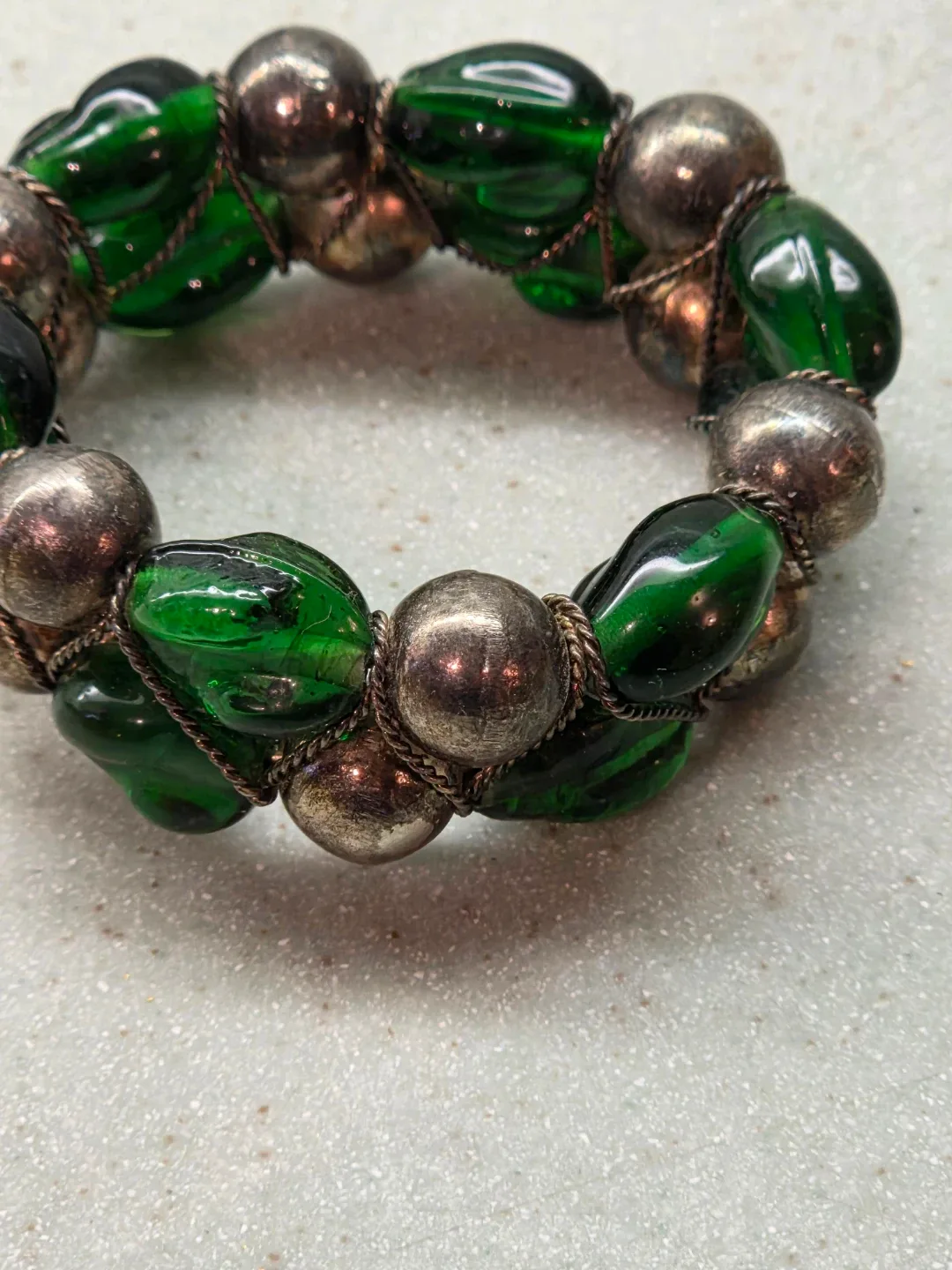 Set of 20 Green & Silver Napkin Rings