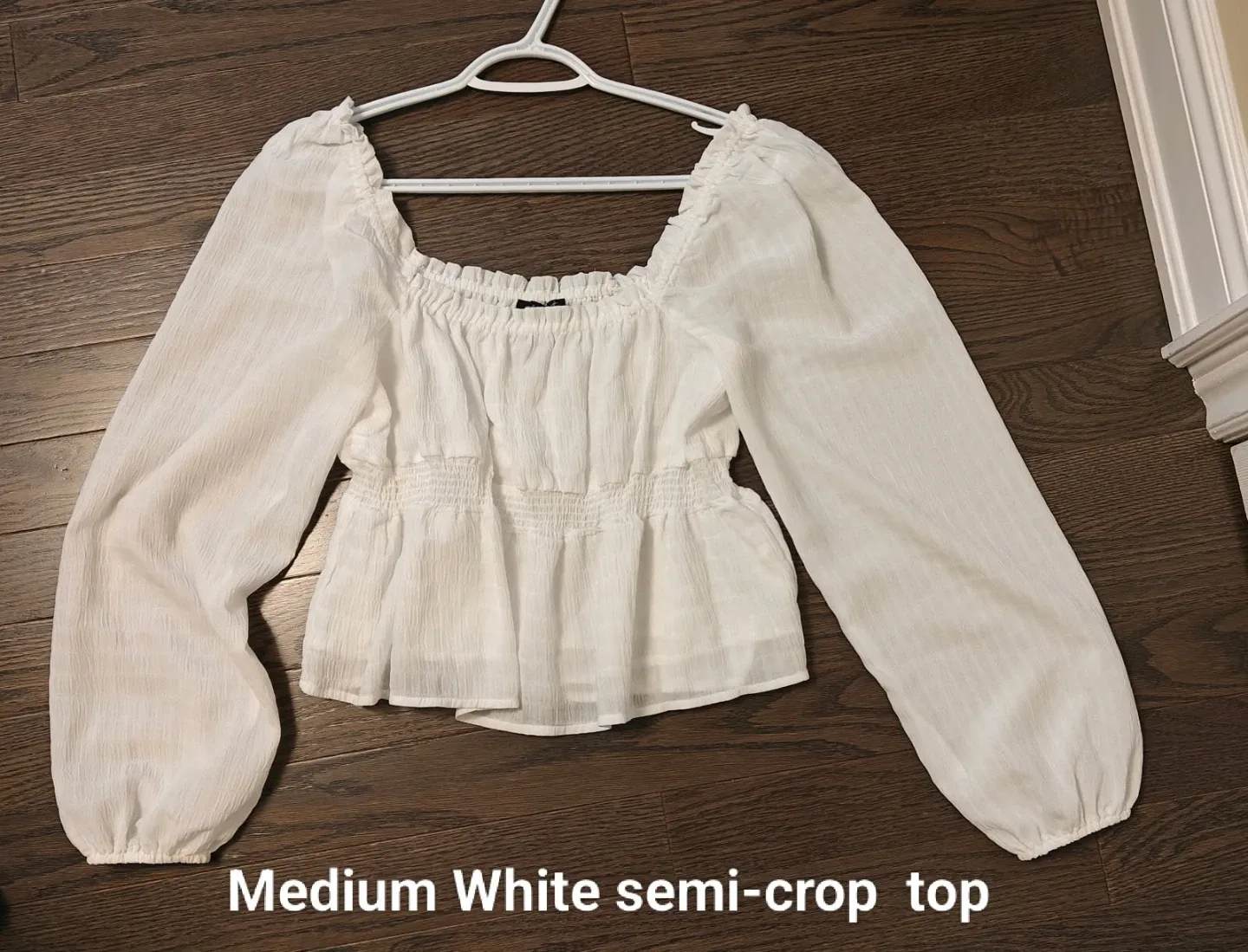 White Semi-Crop Top - Size Medium