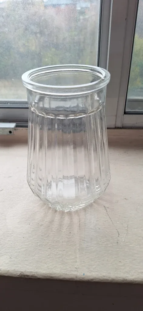 Clear Glass Ribbed Vase