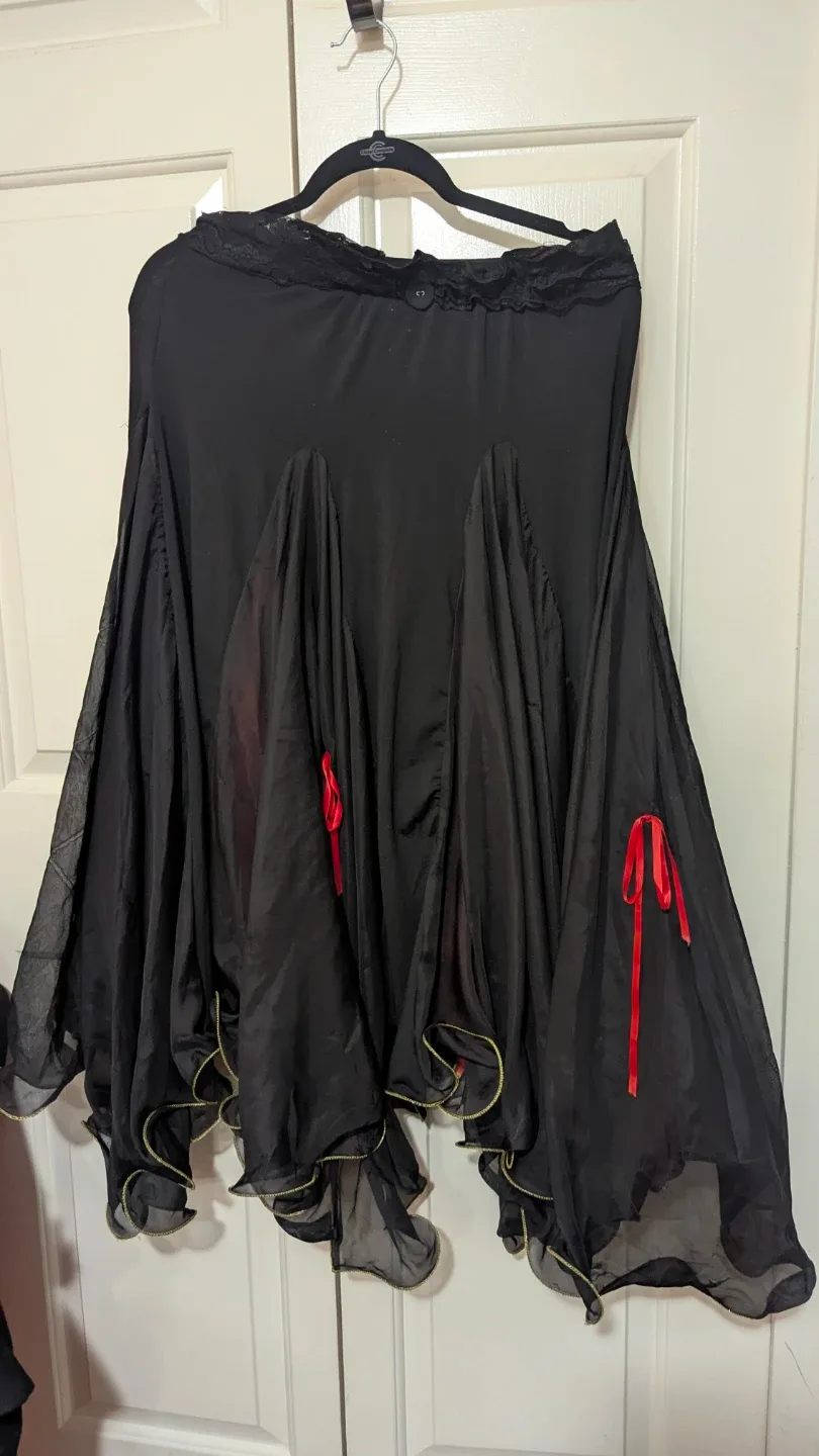 Black Skirt with Red Ruffle Detail image indicator(2)