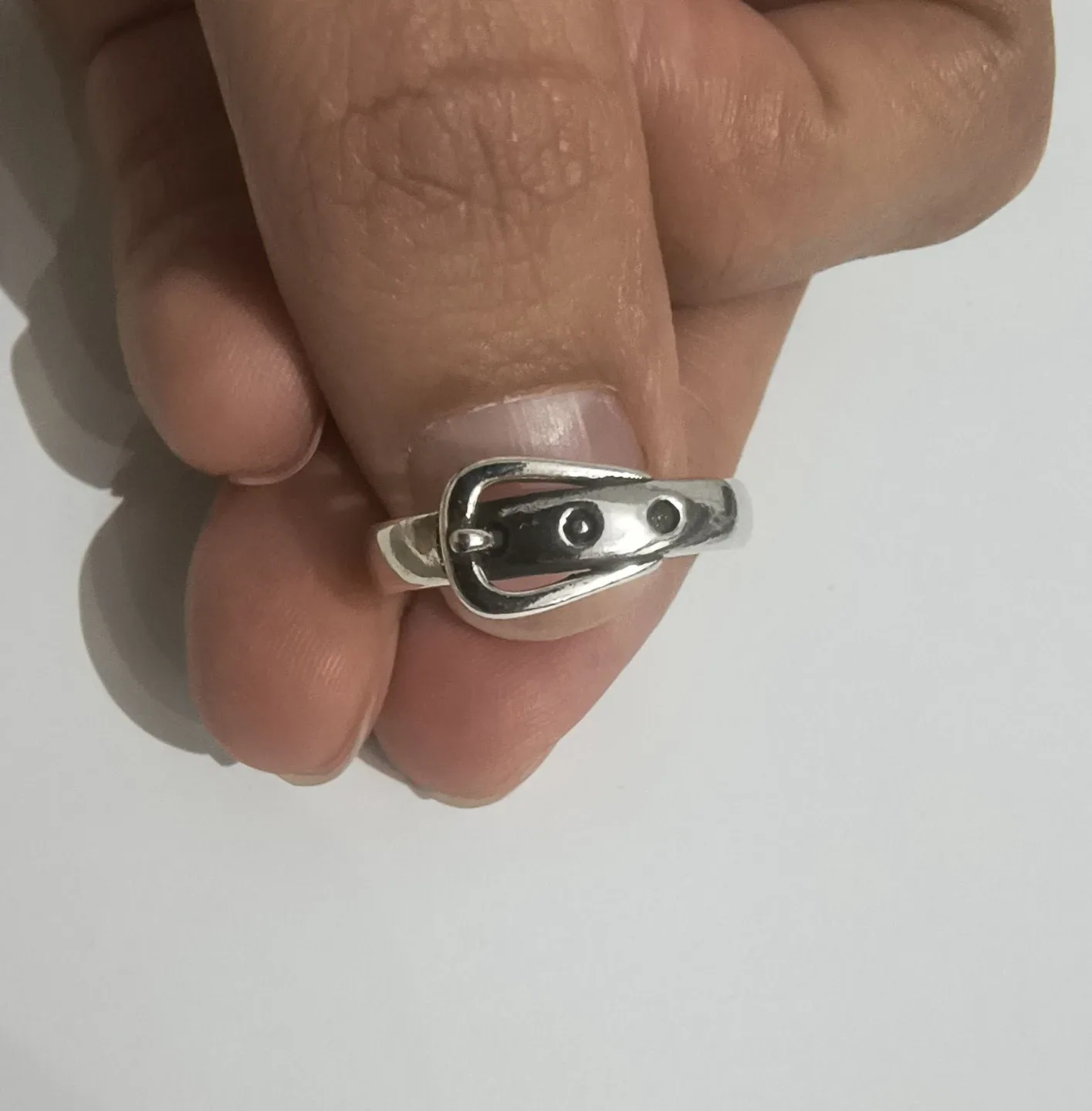 925 Sterling Silver Belt Buckle Ring (Unusex) image indicator(2)