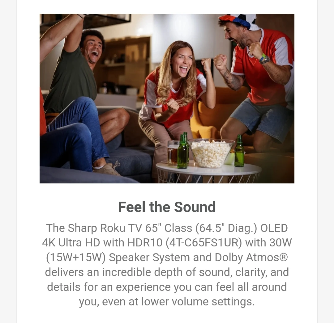 Sharp AQUOS OLED 65" 4K Ultra HD Roku TV - photo 2
