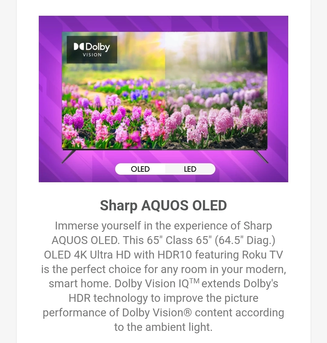 Sharp AQUOS OLED 65" 4K Ultra HD Roku TV - photo 3
