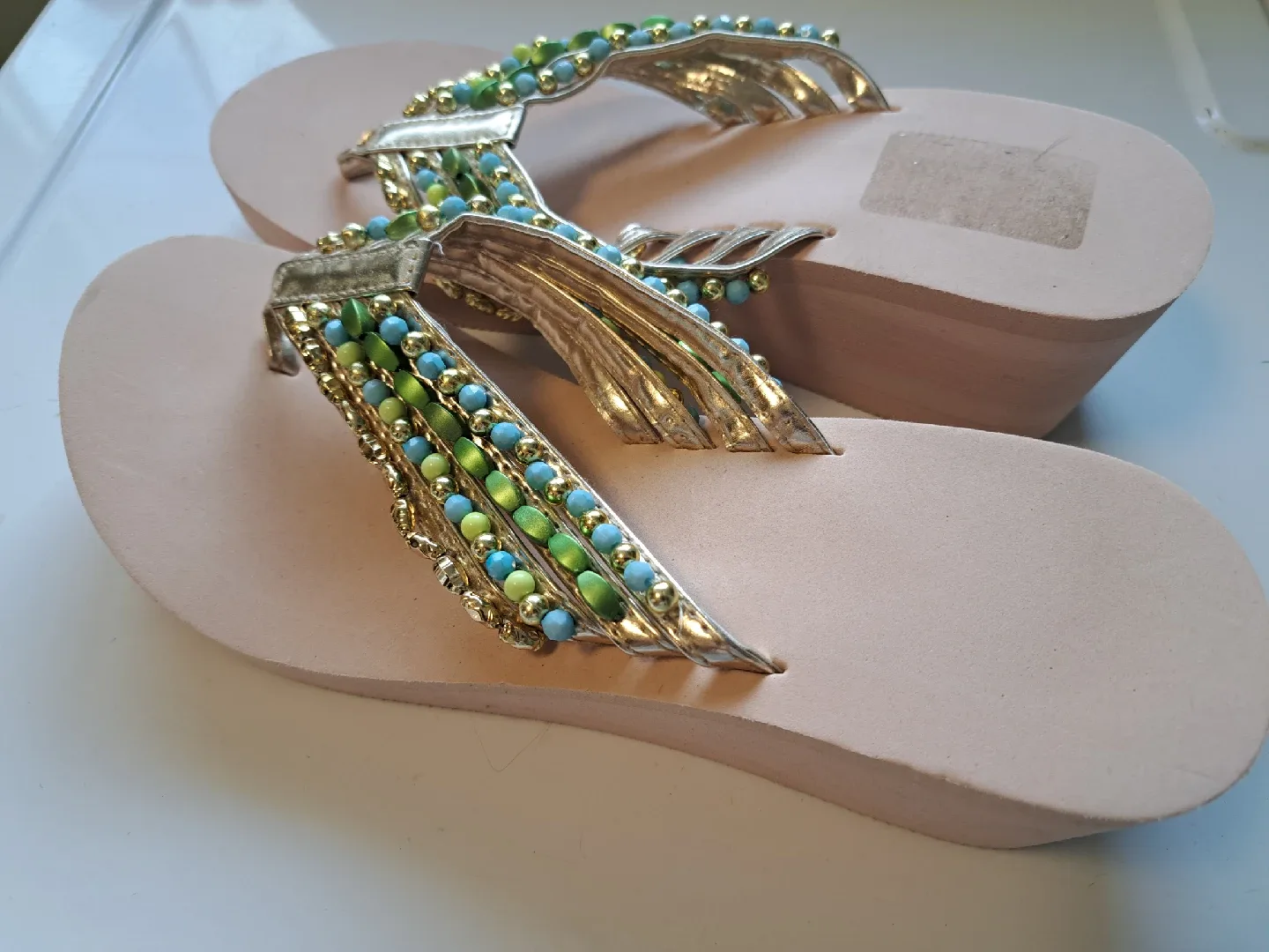 Beaded Wedge Flip Flops - Size 9 image indicator(2)