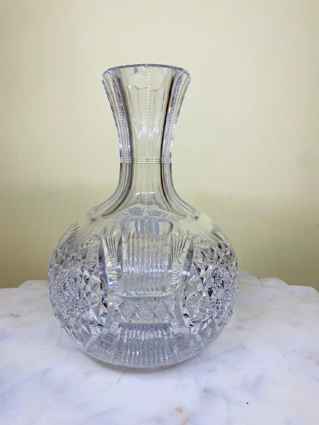 Crystal Glass Decanter, 8" Tall